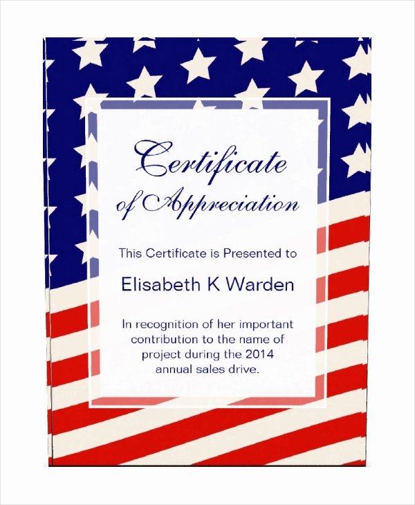 American Flag Certificate Template Inspirational Certificate Of Appreciation Template 38 Free Word Pdf