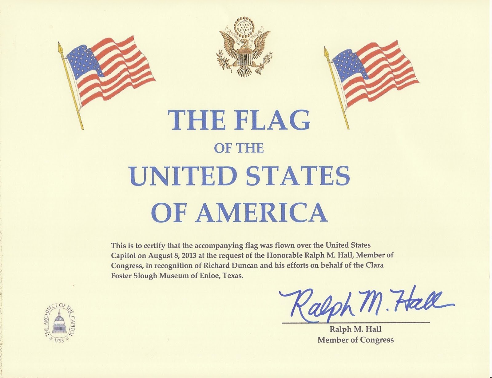 American Flag Certificate Template Luxury Enloe Museum Enloe Museum Receives Texas and Us Flags