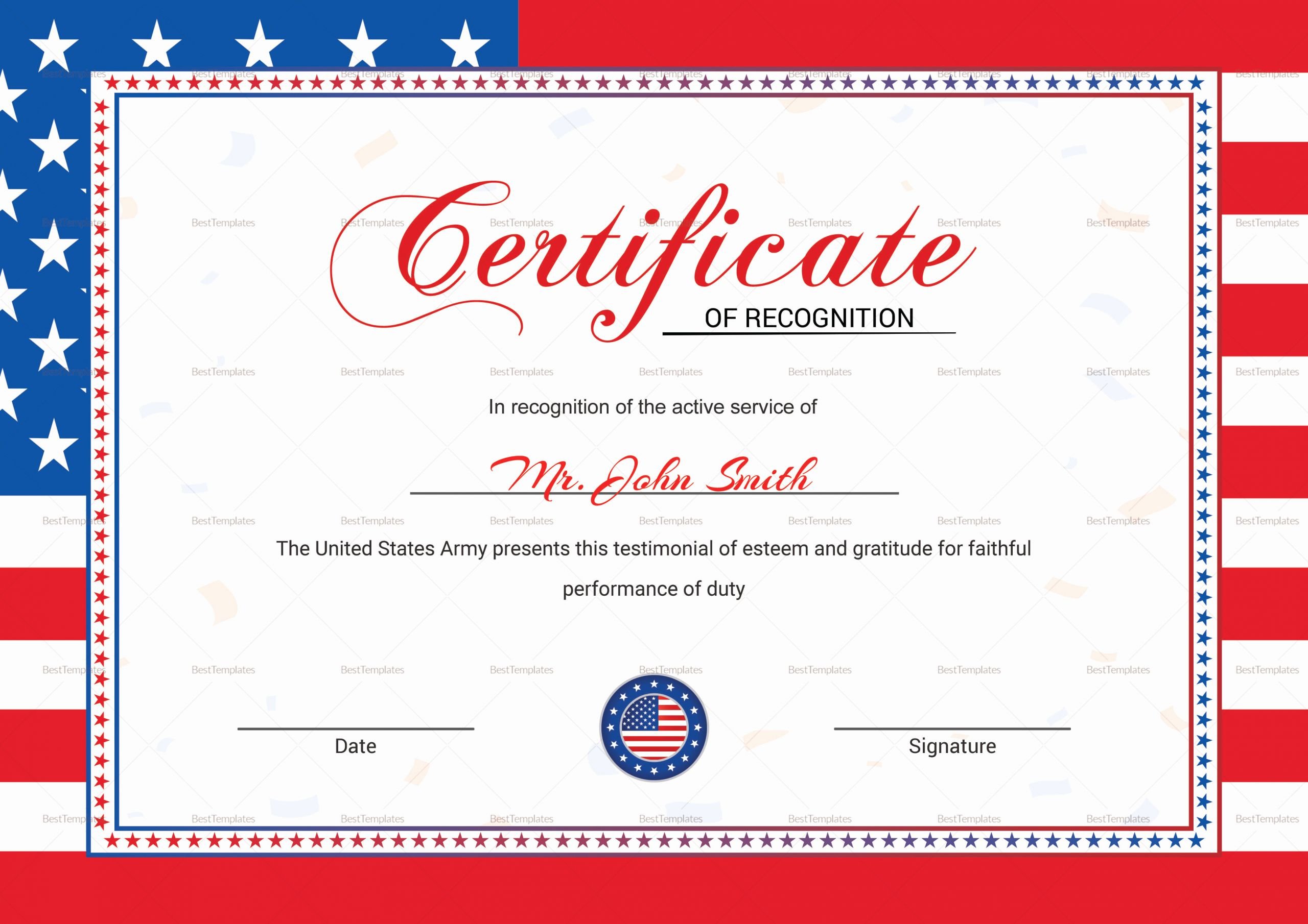 American Flag Certificate Template Unique Flag Recognition Certificate Design Template In Psd Word