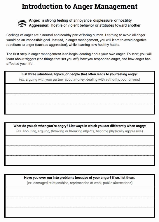 Anger Management Certificate Template New Introduction to Anger Management Worksheet