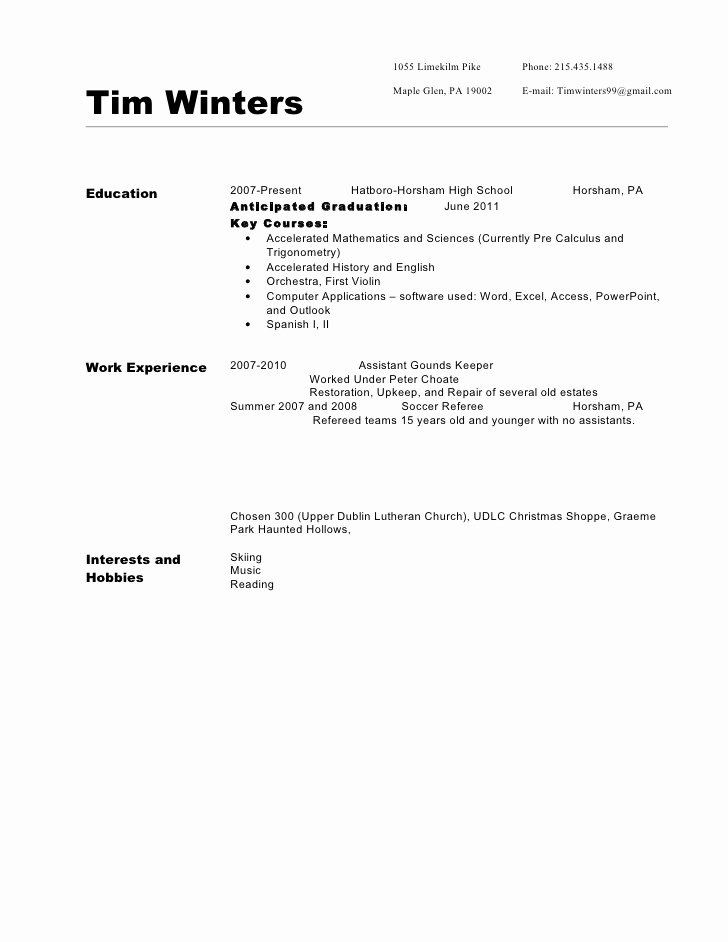 Anticipated Graduation Date On Resume Elegant Resume Sample 310