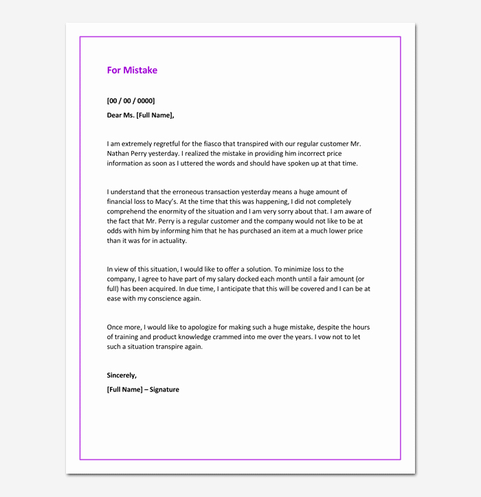 Apology Letter for Not attending An event Lovely Apology Letter for Mistake 5 Samples Examples &amp; formats