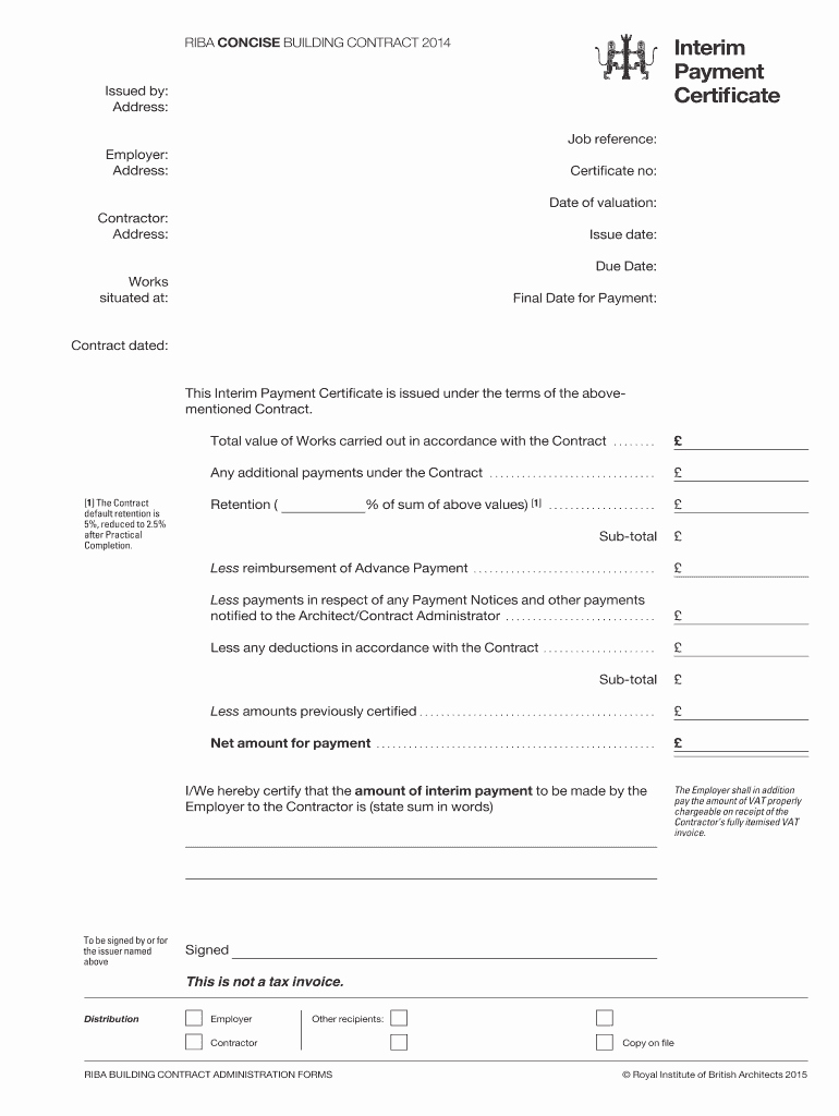 Application and Certificate for Payment Template Unique Fillable Line Interim Payment Certificate Pdf Riba