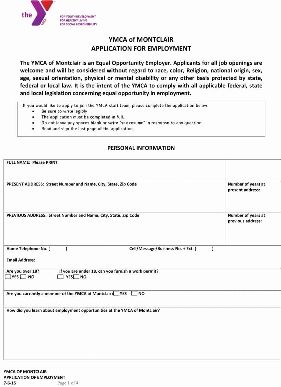 Application for Employment Free Template Awesome 50 Free Employment Job Application form Templates