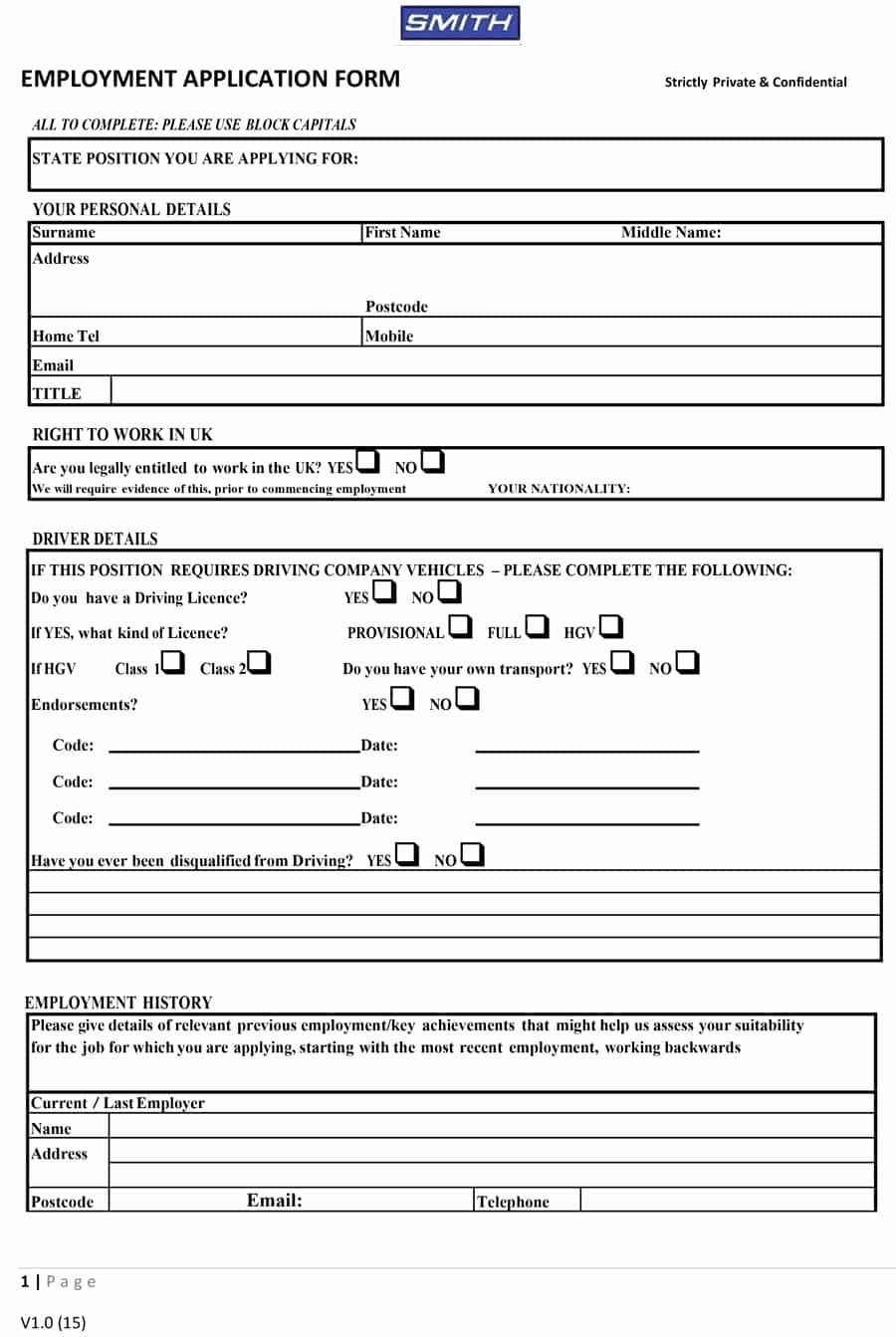 Application for Employment Free Template Best Of 50 Free Employment Job Application form Templates
