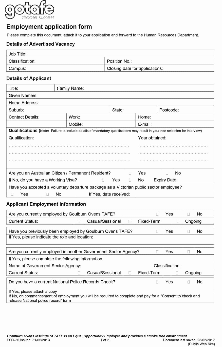 Application for Employment Free Template Elegant 50 Free Employment Job Application form Templates