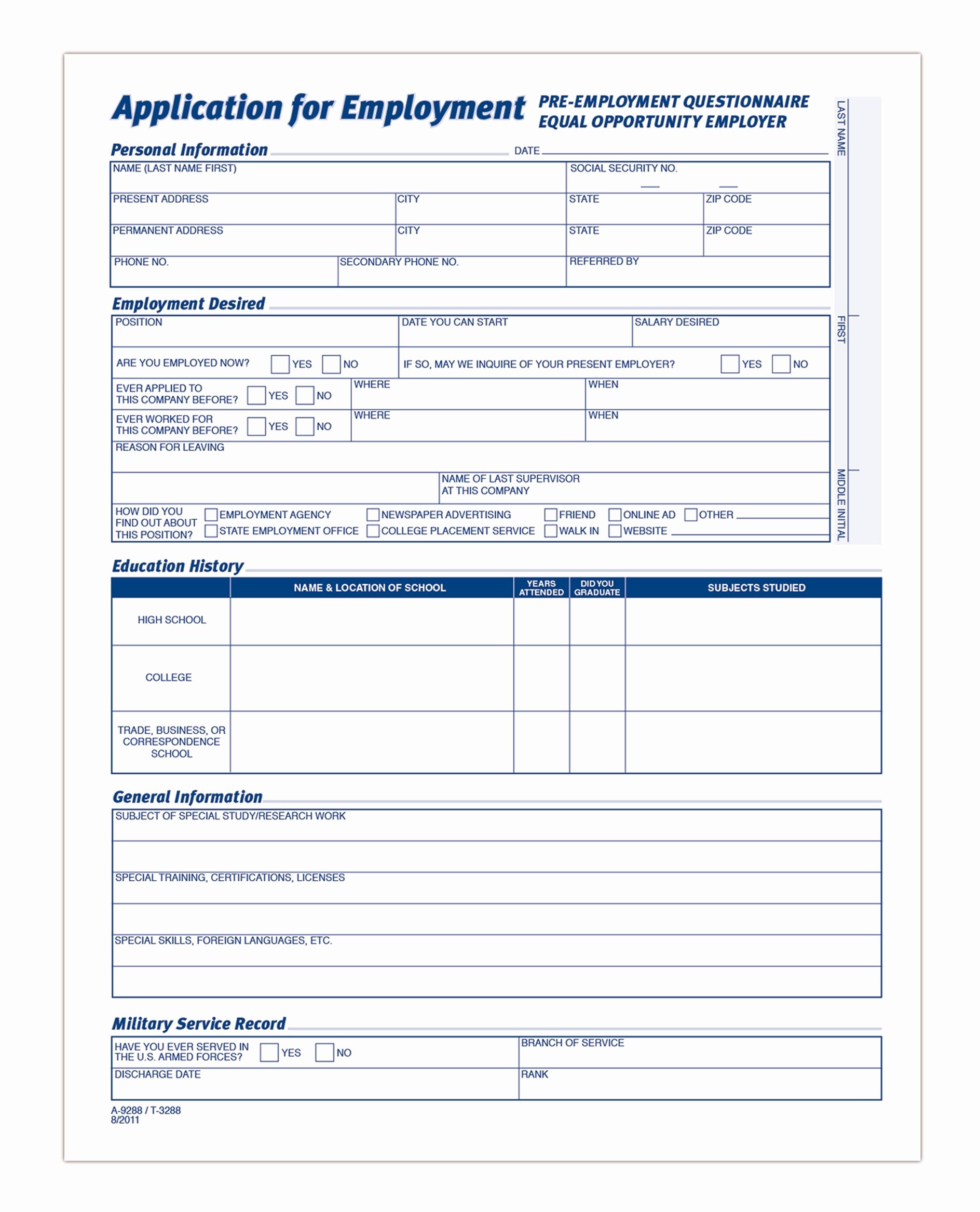 Application for Employment Free Template Elegant Application for Employment 4 Page form 25 Pk