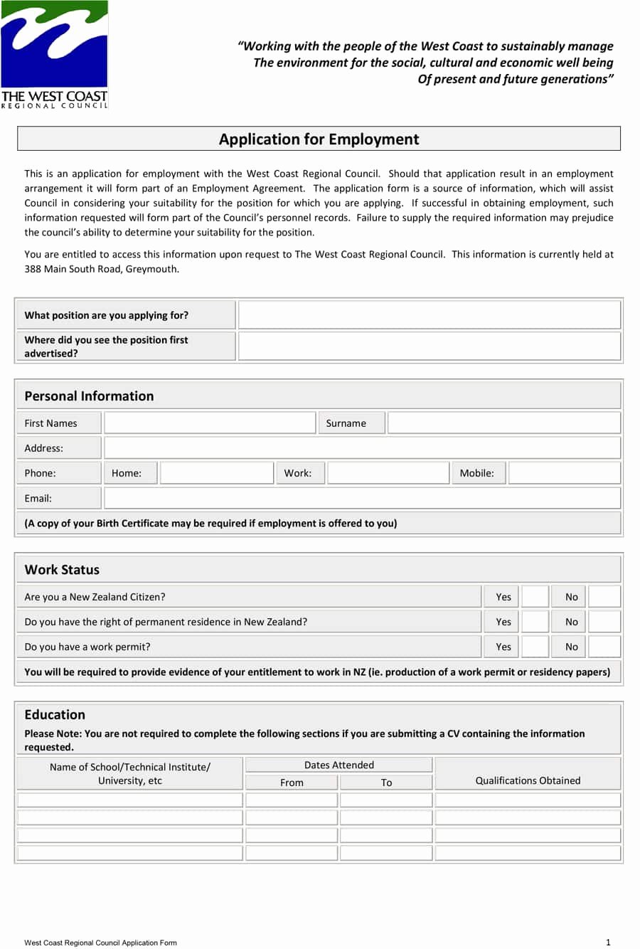 Application for Employment Free Template Inspirational 50 Free Employment Job Application form Templates