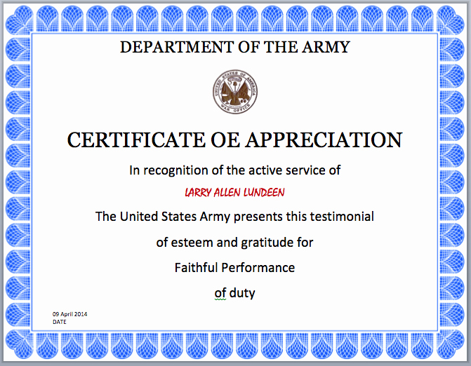 Army Award Certificate Template Best Of Army Certificate Template Microsoft Word Templates