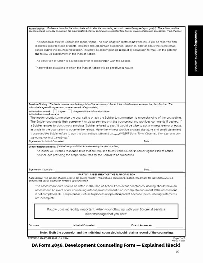 Army Initial Counseling Examples New Da form 4856 Examples