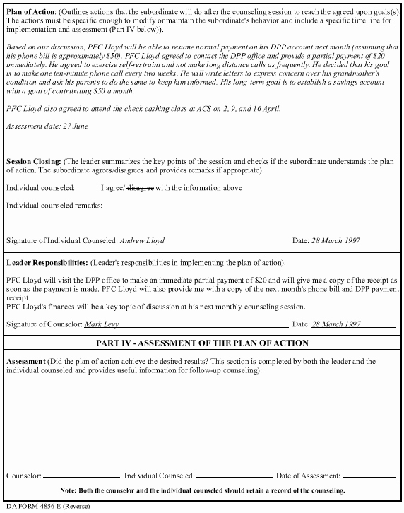 Army Initial Counseling Examples Unique Template Example for event oriented Counseling