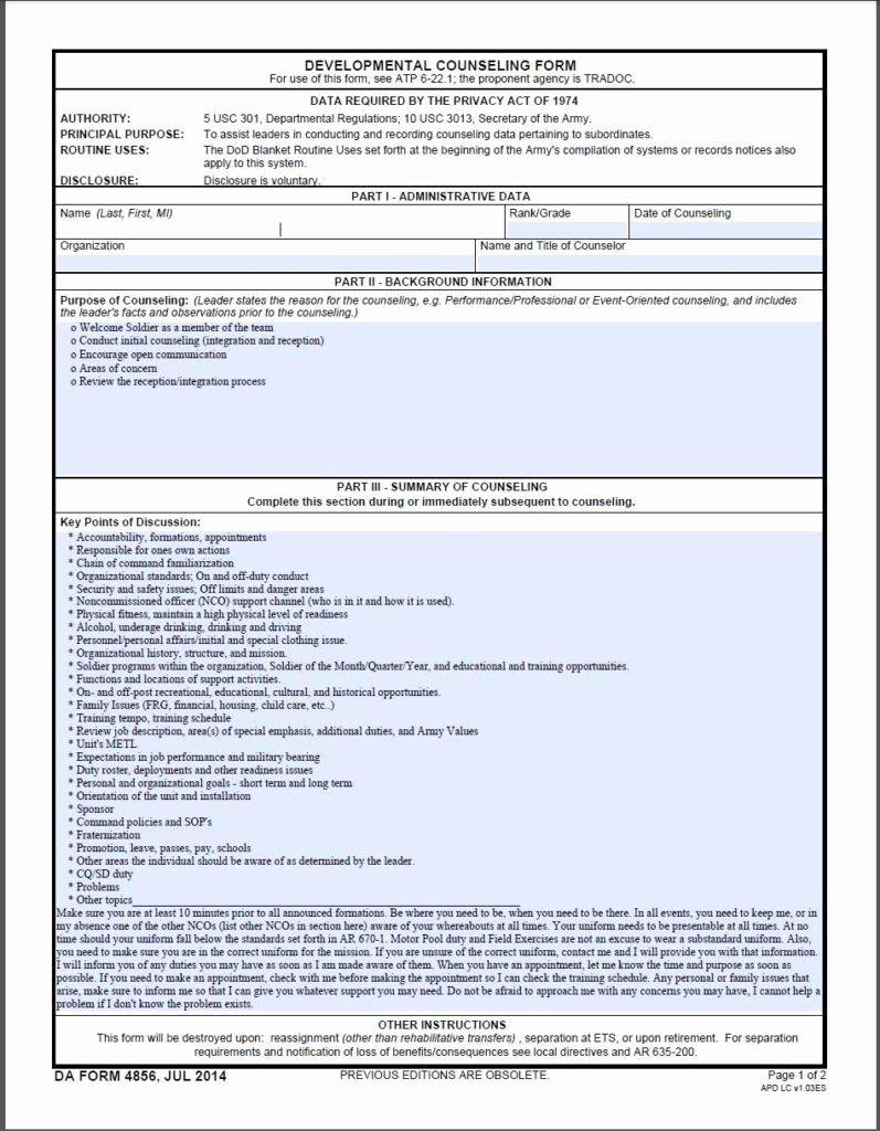 Army Initial Counseling Inspirational Army Monthly Counseling Examples 650 835 Doc Army