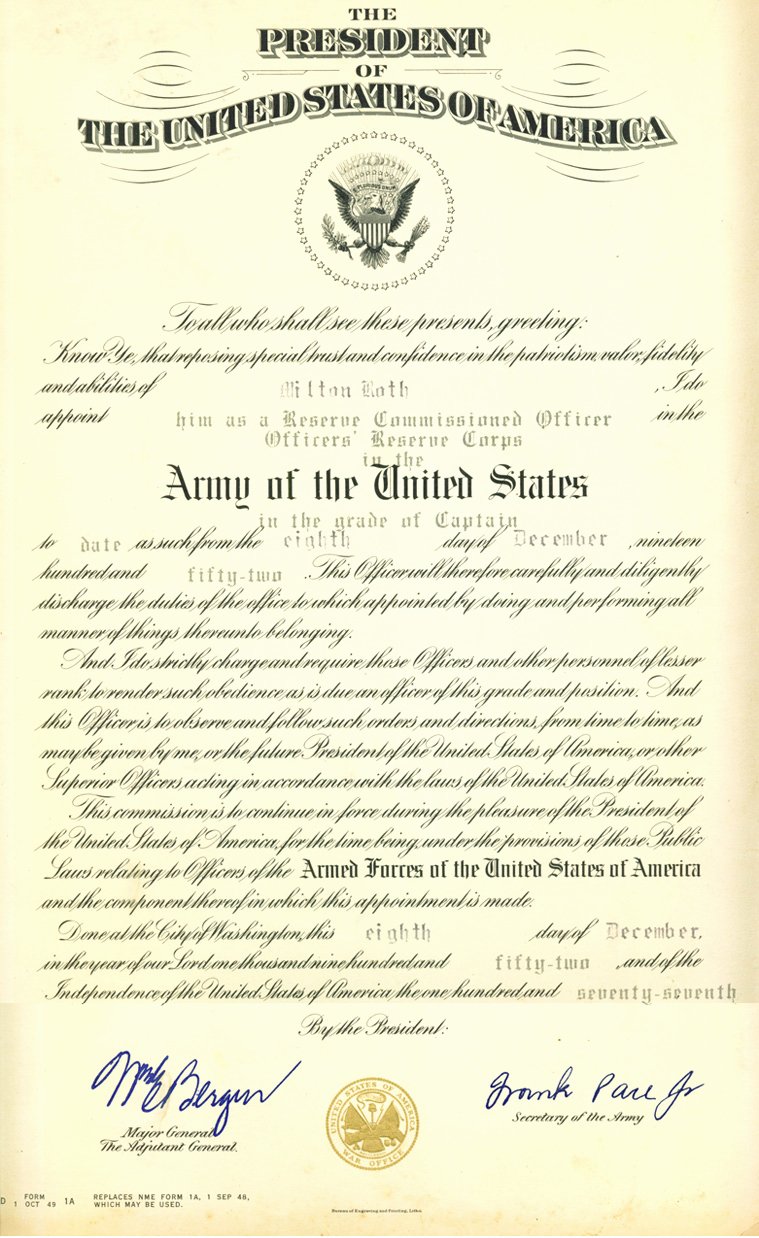 Army Promotion Certificate Template Lovely Warden Milton Roth Memorabilia Album