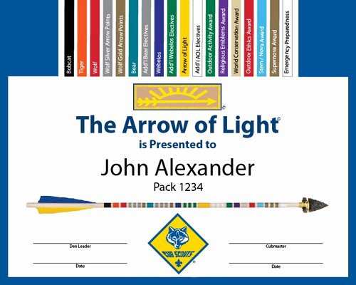 Arrow Of Light Certificate Pdf Elegant Arrow Of Light Color Bands
