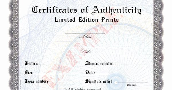 Artwork Certificate Of Authenticity Templates Fresh Blank Certificate Of Authenticity for Artists Collectors