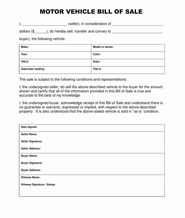 As is Bill Of Sale form for Vehicle Awesome Free Printable Vehicle Bill Of Sale Template form Generic