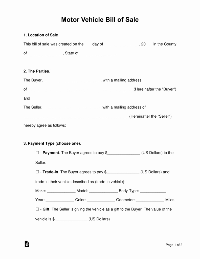 As is Bill Of Sale form for Vehicle Elegant Free Motor Vehicle Dmv Bill Of Sale form Pdf