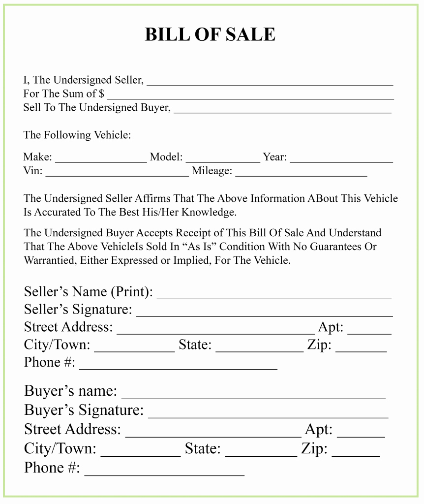 As is Bill Of Sale form for Vehicle New Michigan Bill Of Sale form for Dmv Car Boat – Pdf &amp; Word