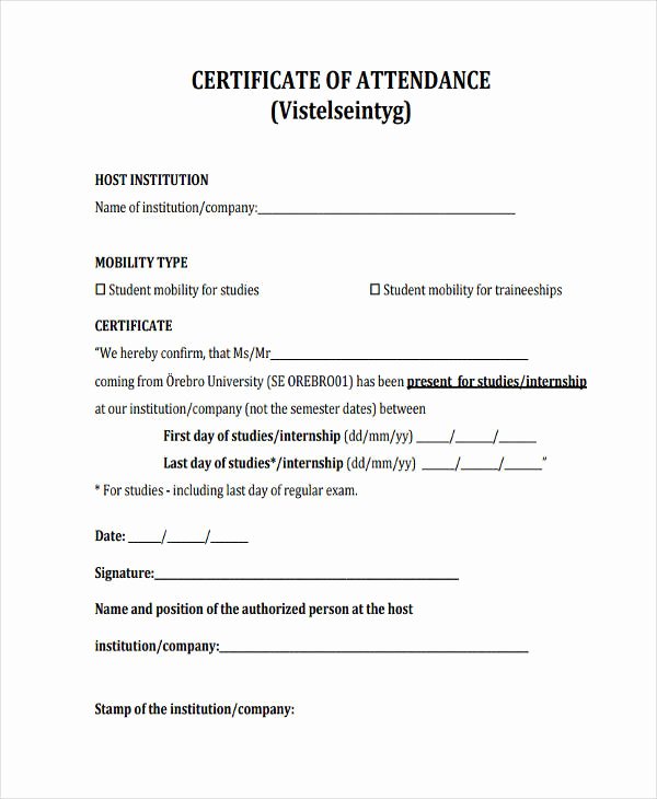 Attendance Certificate format for Employees Inspirational Certificate formats Templates 38 Free Word Excel Pdf
