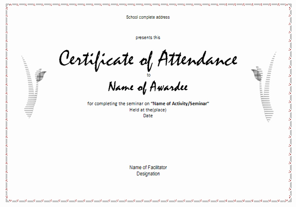 Attendance Certificate format for Employees Unique 6 Certificate attendance Templates Website