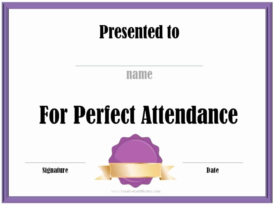 Attendance Certificate format for Students Awesome Perfect attendance Award Certificates