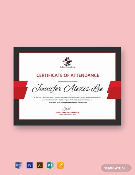 Attendance Certificate format for Students Beautiful 10 Free attendance Certificate Templates Word