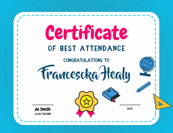 Attendance Certificate format for Students Beautiful Free Printable Certificate for Students