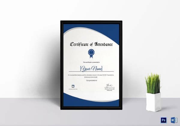 Attendance Certificate format for Students Inspirational 23 Sample attendance Certificate Templates In Illustrator