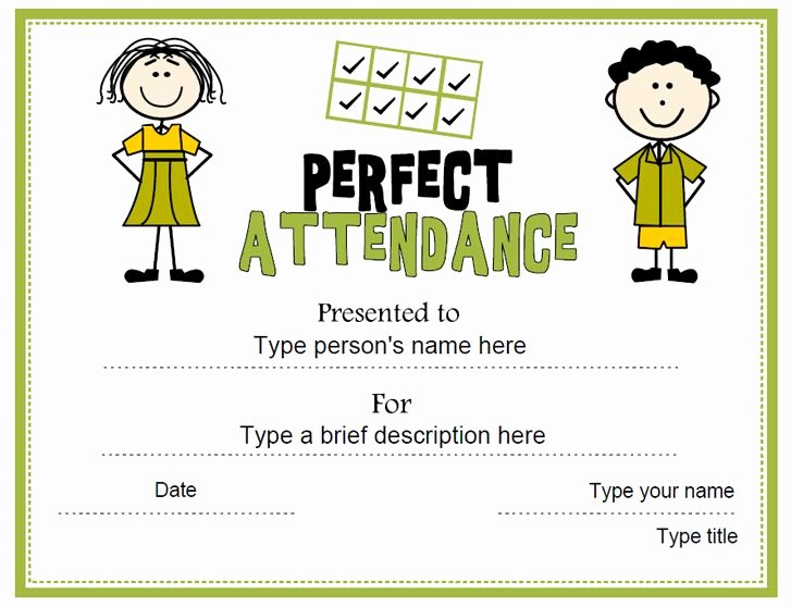 Attendance Certificate format for Students Luxury Education Certificate Perfect attendance Award