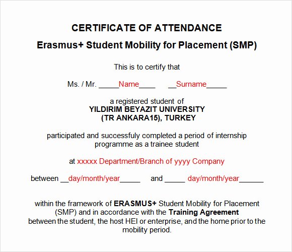 Attendance Certificate format for Students New 23 Sample attendance Certificate Templates In Illustrator