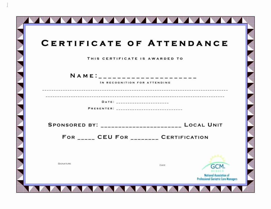 Attendance Certificate Template Word Best Of Certificate attendance Template Word Template