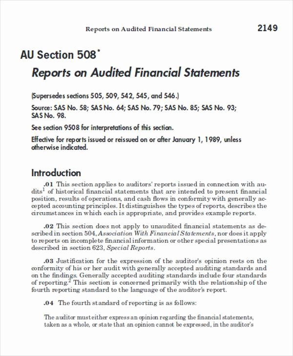 Audited Financial Statements Sample Unique 11 Sample Audit Reports Free Pdf Word format Download