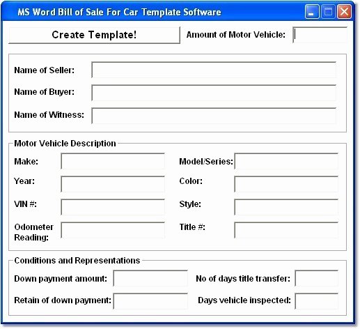 Auto Bill Of Sale Word Template Fresh Ware Ms Word Bill Of Sale for Car Template so at