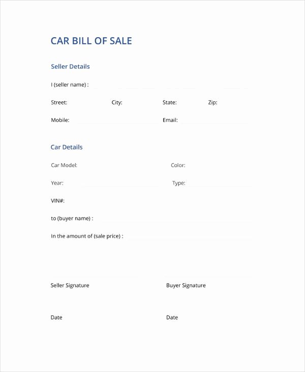 Auto Bill Of Sale Word Template Unique Bill Of Sale Template 44 Free Word Excel Pdf