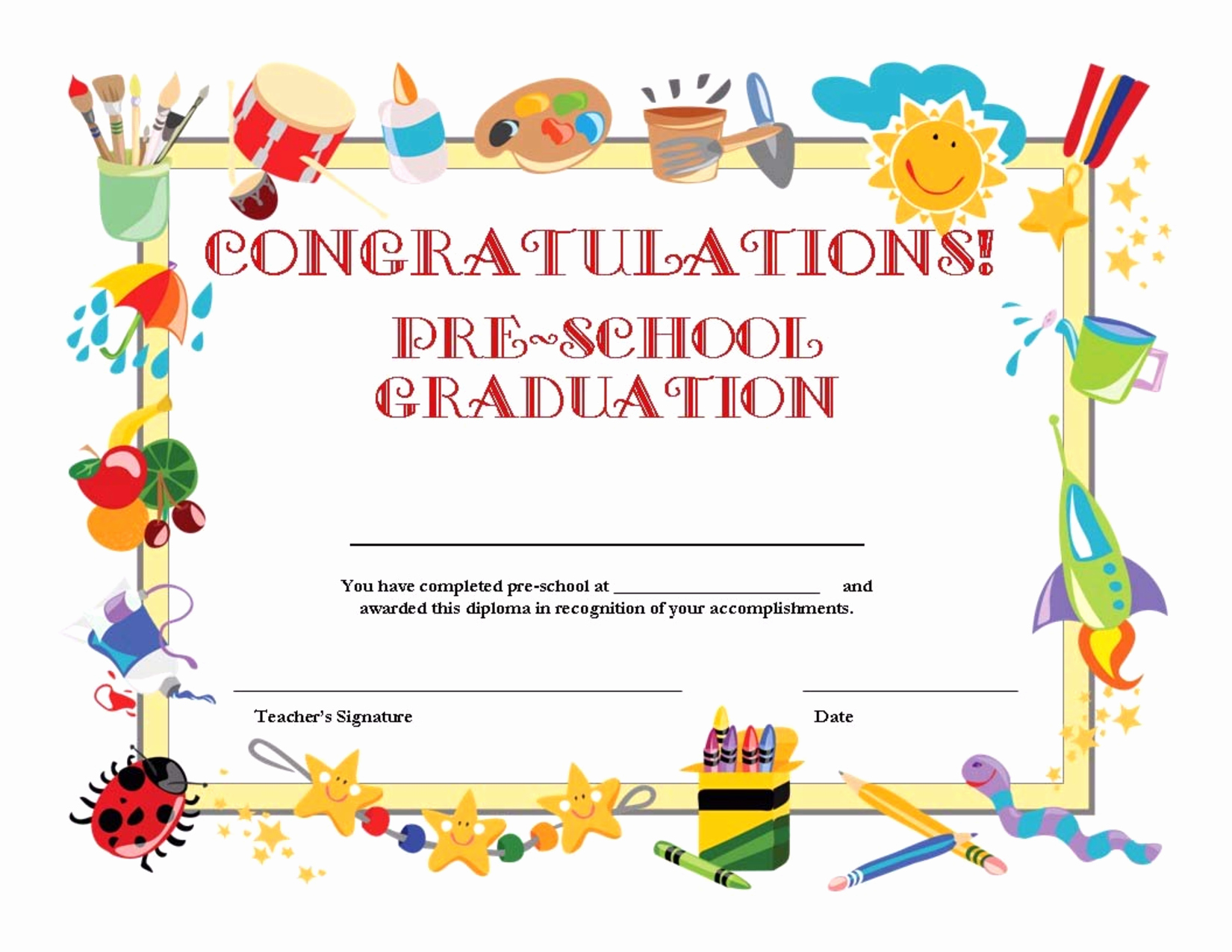 Awards Day Program Template Elegant Preschool Graduation Certificate Template Free