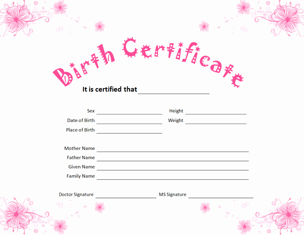 Baby Birth Certificate Template Awesome Birth Certificate Templates