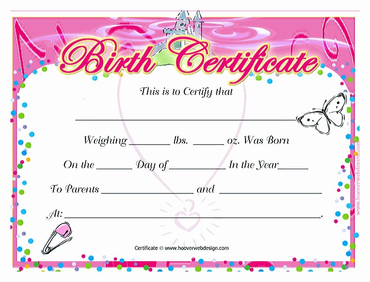 Baby Birth Certificate Template Luxury Cute Looking Birth Certificate Template
