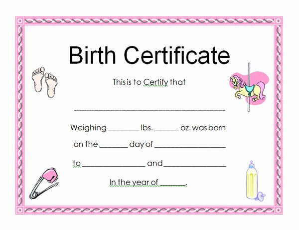Baby Birth Certificate Template Unique Birth Certificate Blank Printable