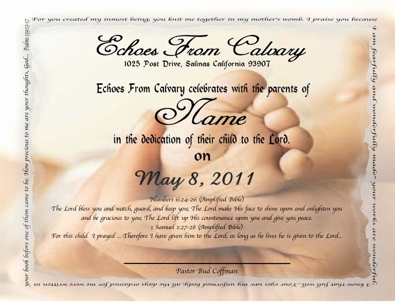Baby Blessing Certificate Template Lovely Baby Dedication Printable Certificates for Baby Milestones