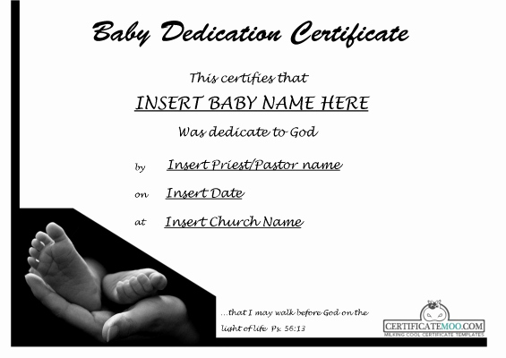 Baby Blessing Certificate Template Unique Baby Dedication Certificate Template
