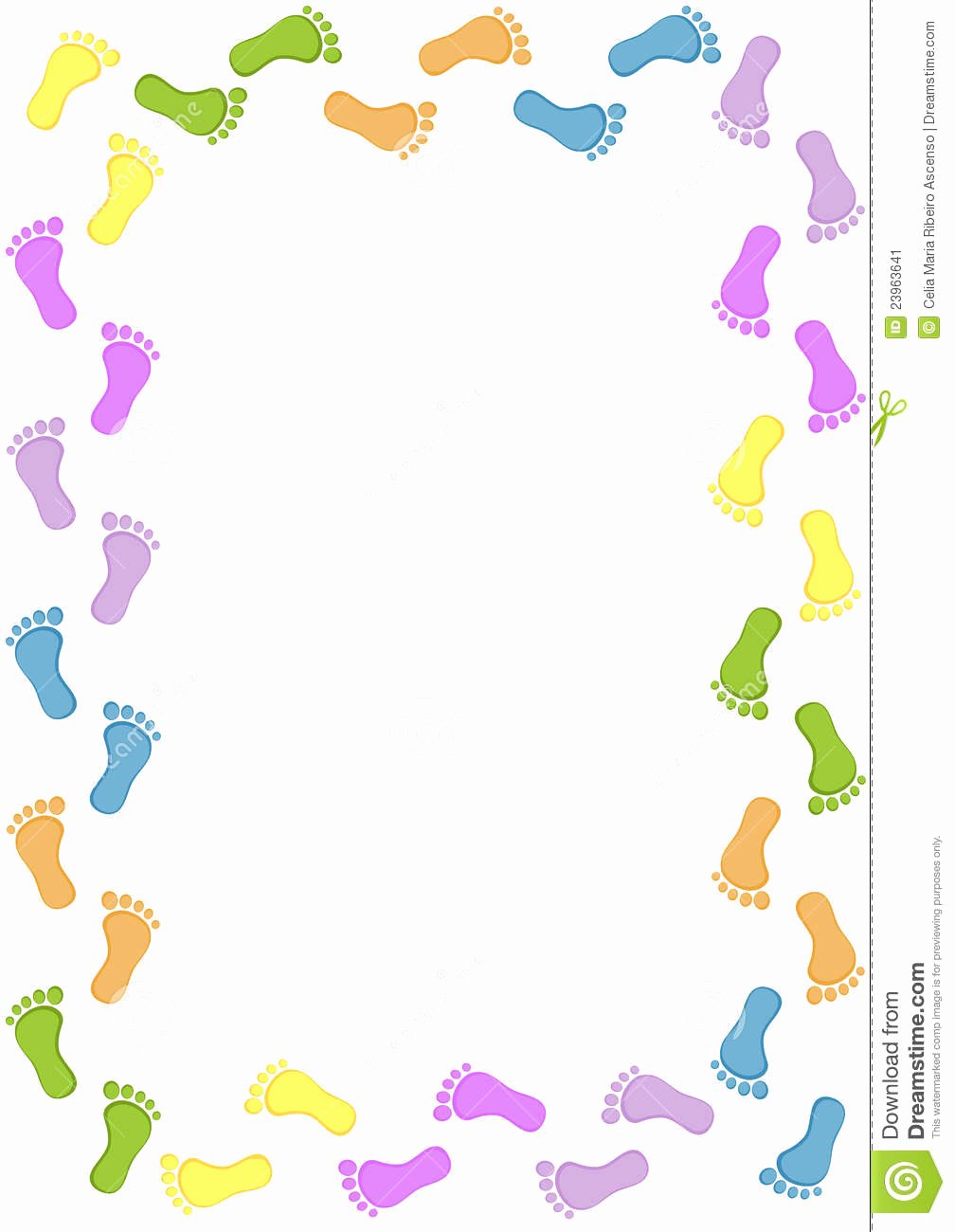 Baby Border for Word Document Beautiful Baby Foot Border Stock Image Illustration Of Colors
