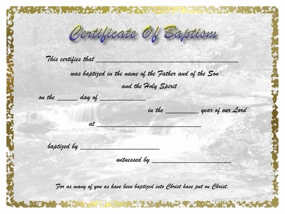 Baby Christening Certificate Template Awesome Adult Baptism Certificate Template
