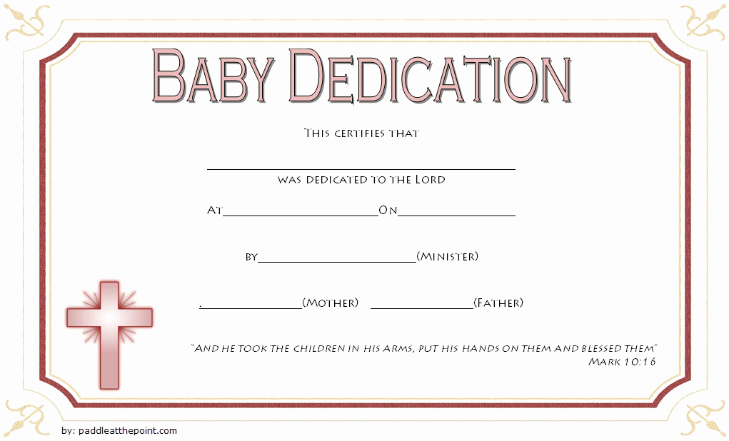 Baby Dedication Certificate Template Free Awesome Free Fillable Baby Dedication Certificate Download 7