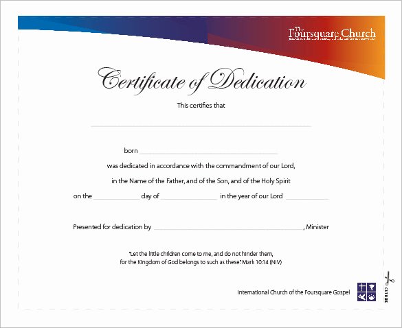Baby Dedication Certificate Template Printable Luxury Baby Dedication Certificate