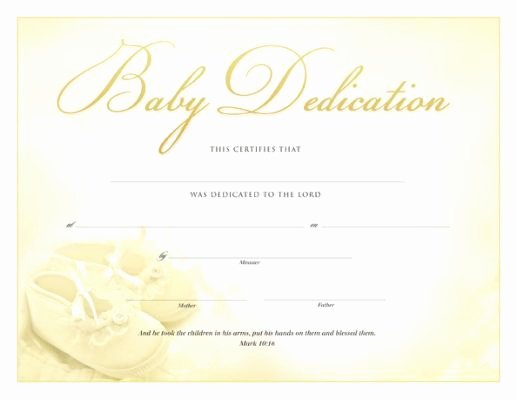 Baby Dedication Certificate Template Word Unique Printable Baby Dedication Certificate
