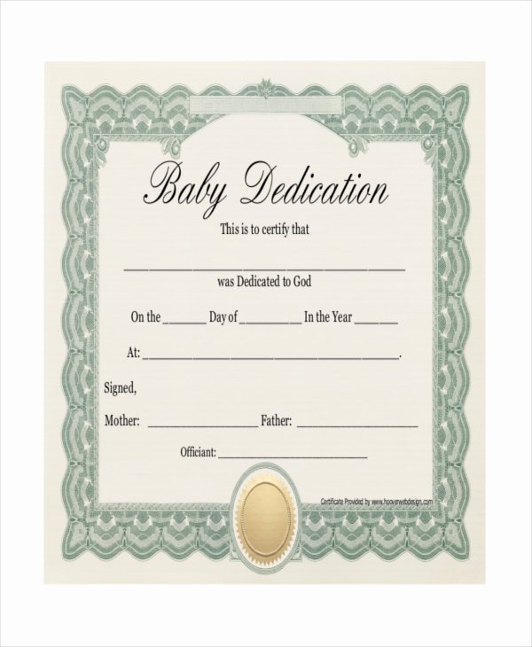 Baby Dedication Certificate Templates Awesome Baby Certificate Template 11 Free Pdf Psd Vector