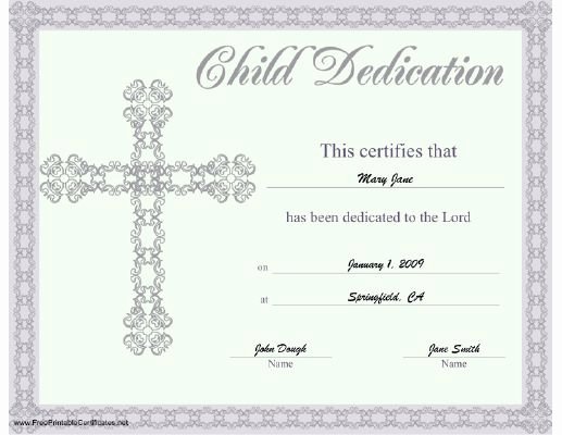 Baby Dedication Certificate Templates Awesome This Beautiful Religious Certificate Of Child or Baby