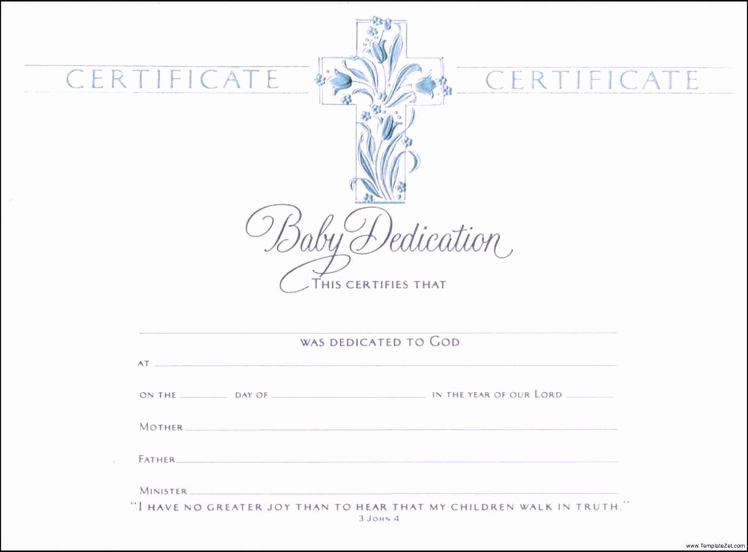 Baby Dedication Certificate Templates Free Fresh Baby Dedication Certificate