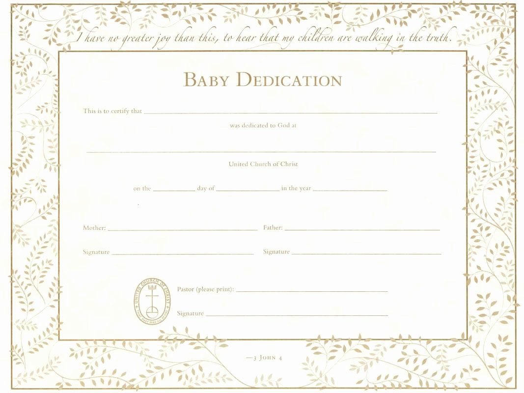 Baby Dedication Certificate Templates Fresh Baby Dedication Certificate