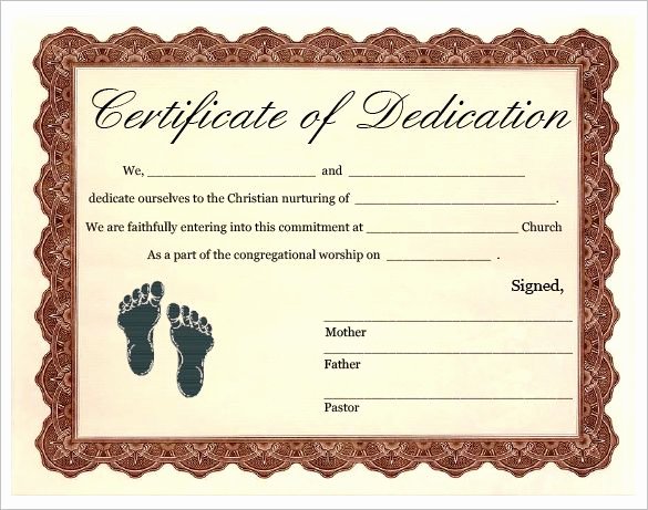 Baby Dedication Certificate Templates Fresh Baby Dedication Certificate Templates – 20 Free Word Pdf